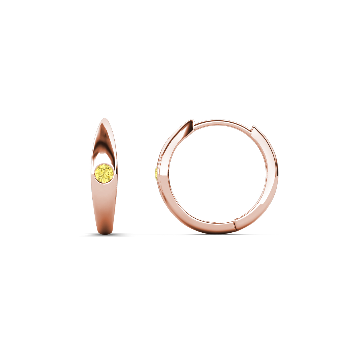 Anissa Yellow Sapphire Dome Women Huggie Earrings 